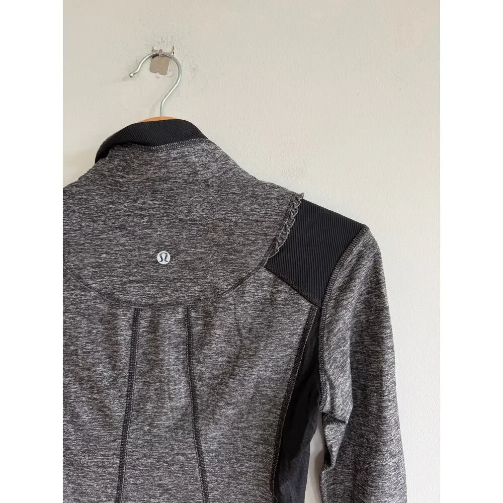 Lululemon Run Your Heart Out 1/2 Zip Colorblock Pullover Sweatshirt Gray 2
